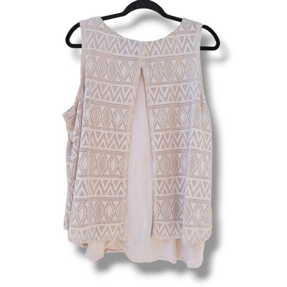 Chenault Women’s Plus Size Cream Sleeveless Lined Blouse - 1X - Picture 3 of 8